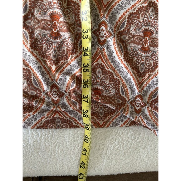 Suzy Shier + Paisley Wrap Dress 1X True Wrap Boho Rust Brown Midi Stretch - Picture 9 of 9